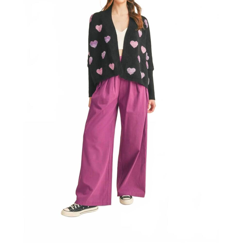 NEW &MERCI wide leg pleated pants in boysenberry